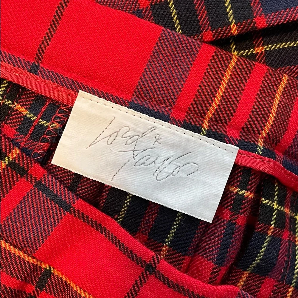Vintage Lord&Taylor Red Plaid Skirt 100% Wool Perfect for Holidays‎